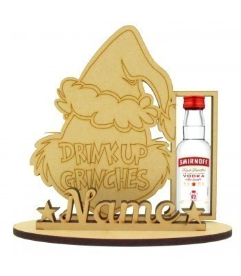 6mm 'Drink Up Grinches' Smirnoff Vodka Miniature Christmas Holder on a Stand - Stand Options